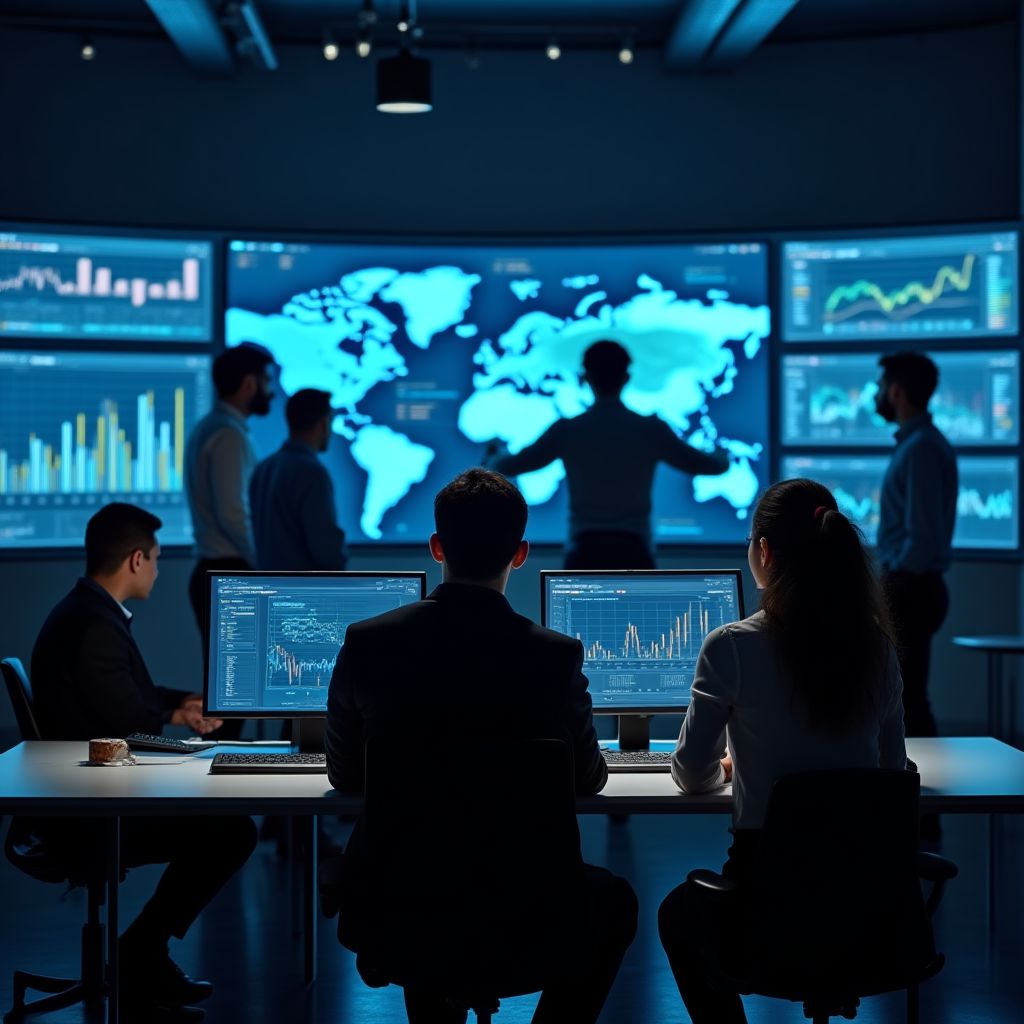 Analysten arbeiten an Datenvisualisierungen
